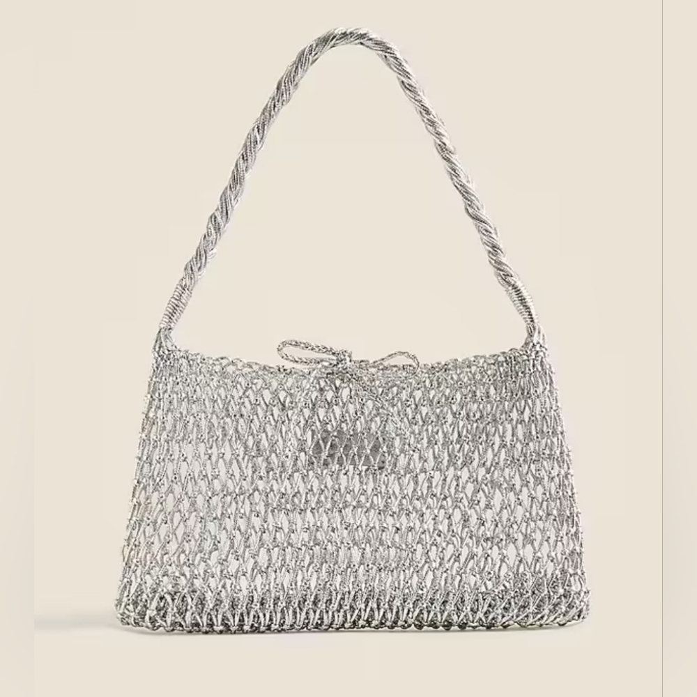 J.Crew Small Cadiz silver handknotted shoulder bag in metallic
